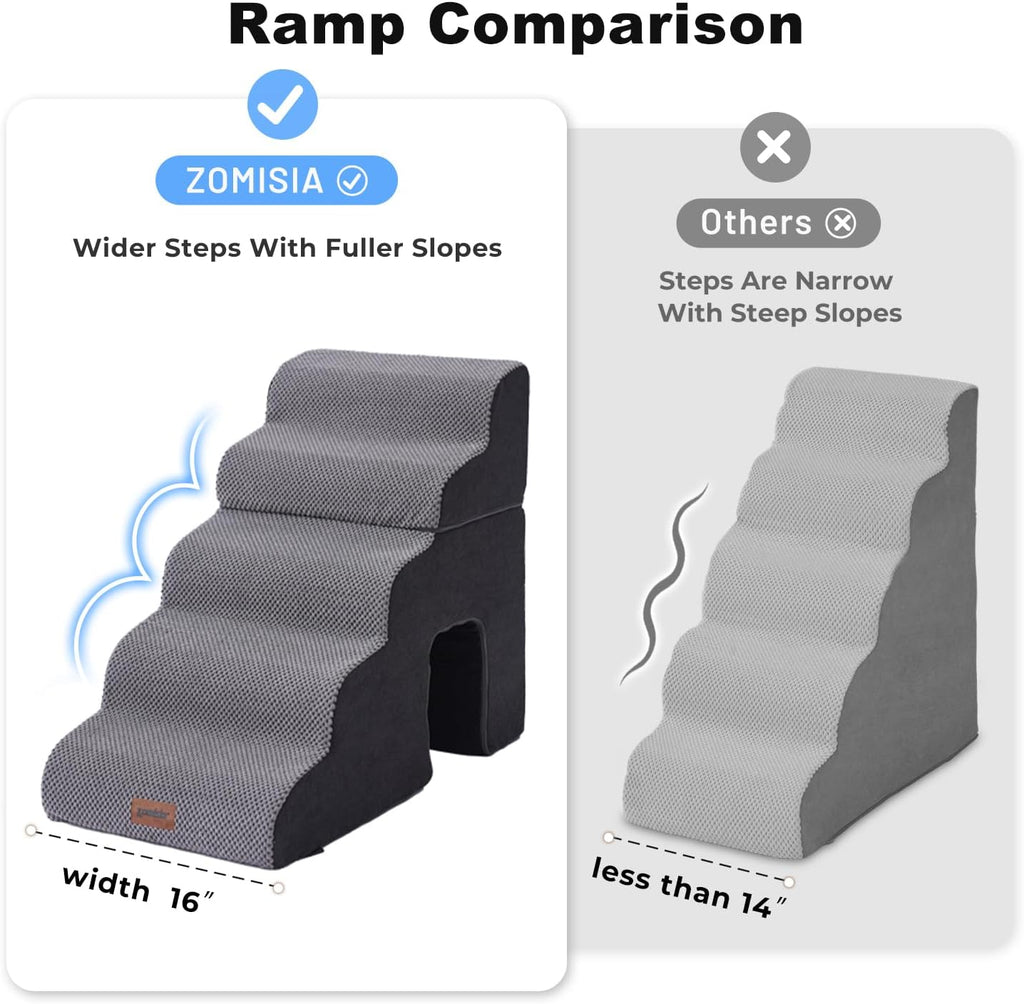 Dog Ramp for Large Dogs with Tunnel, 24" H 5 Steps for High Bed