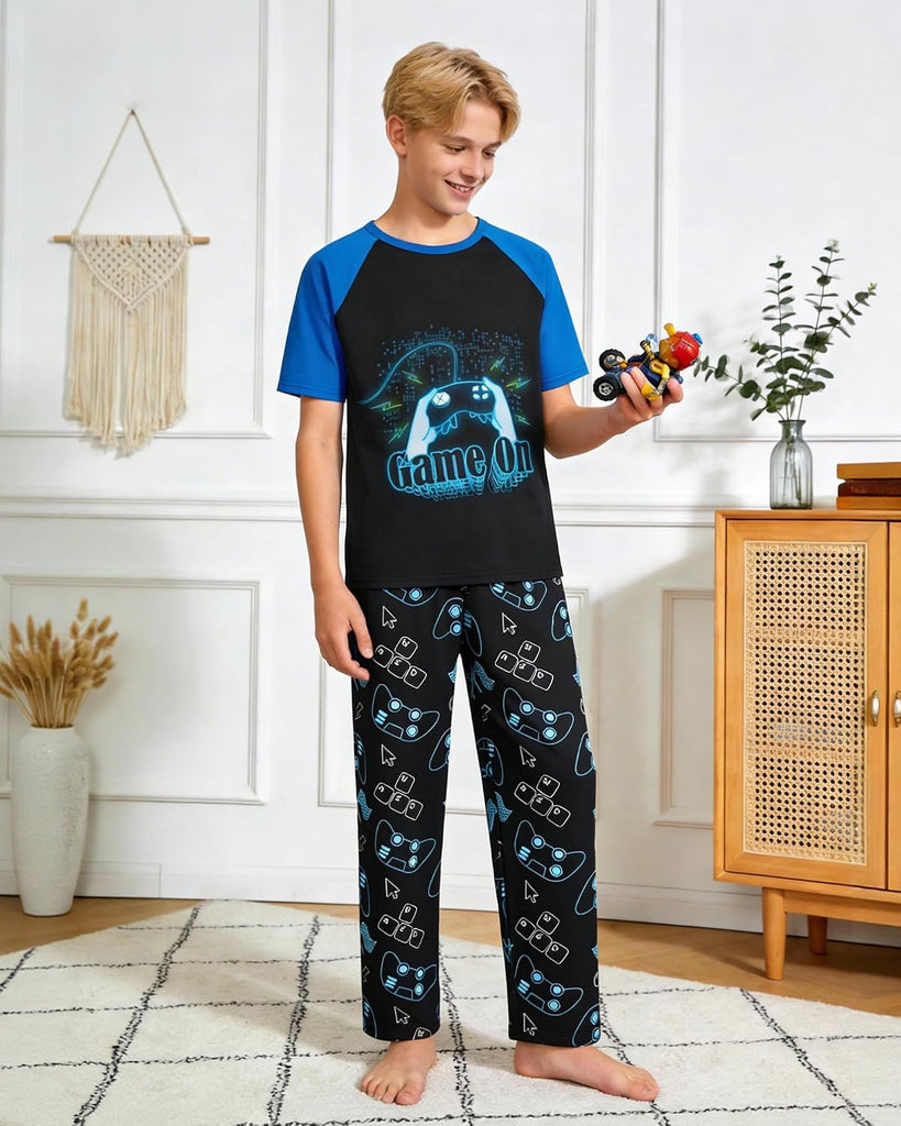 Boys Pajamas Little Big Boys Pajamas Short Sleeves and Pants 2 Pieces Summer Pjs Set Kids Boy Sleepwear