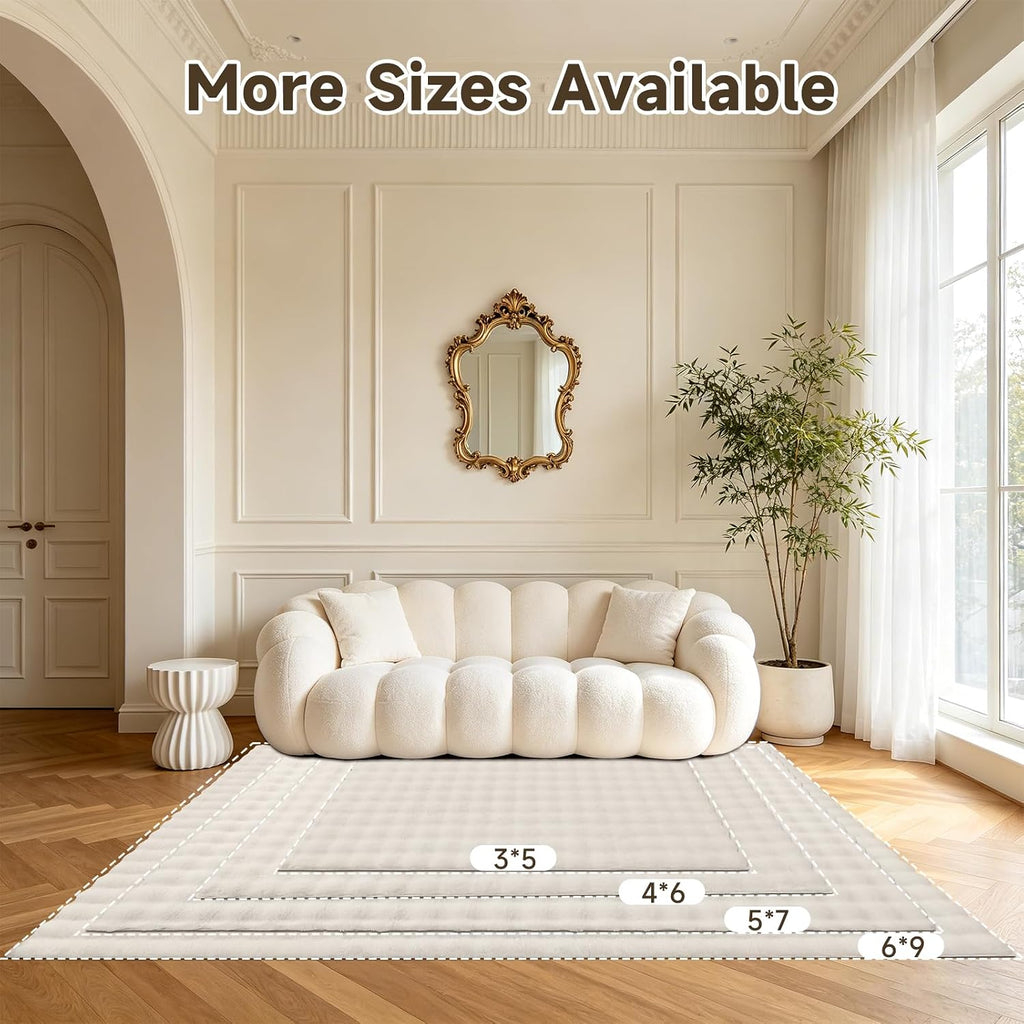 Area Rugs, Fluffy Faux Fur Bedroom Rug, Cream