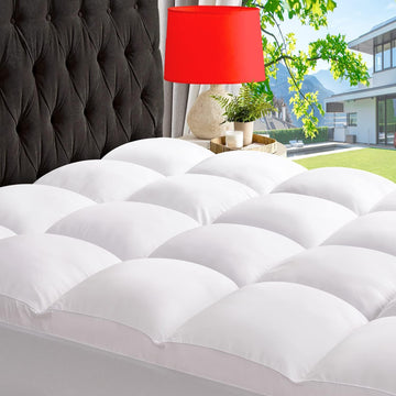 Full Mattress Topper, Thick Pillow Top Mattress Pad, Plush Comfort | Full Size Bed Topper with Deep Pocket