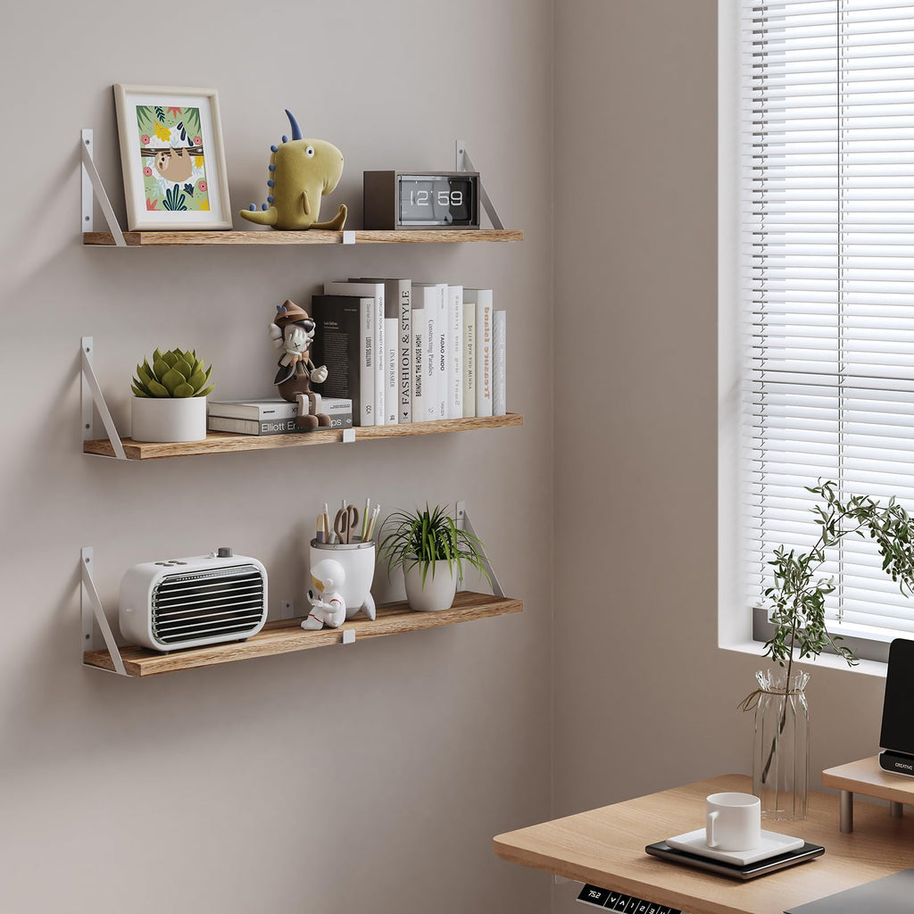 Floating Bookshelf, 33inch, Wall Mounted Shelves Organization, Bathroom, Bedroom Décor, Hanging Decorative Wall