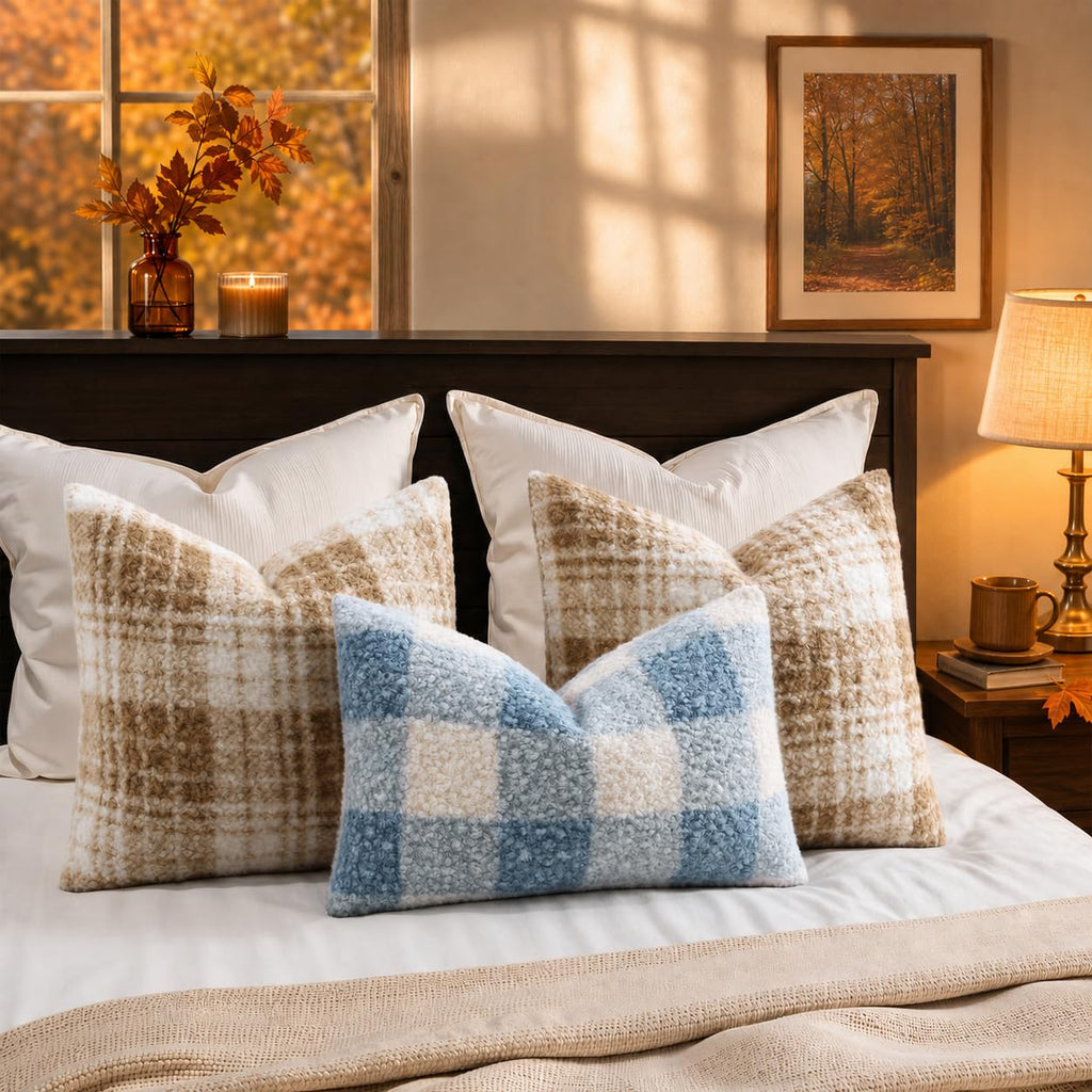 Faux Fur Striped Throw Pillow Covers 22x22 Set of 2 Ivory
