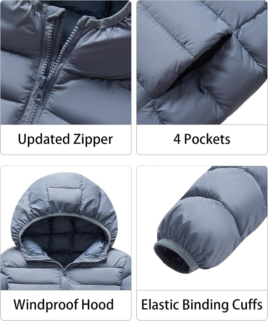 Boys Winter Coat Lightweight Down-alternative Puffer Jacket