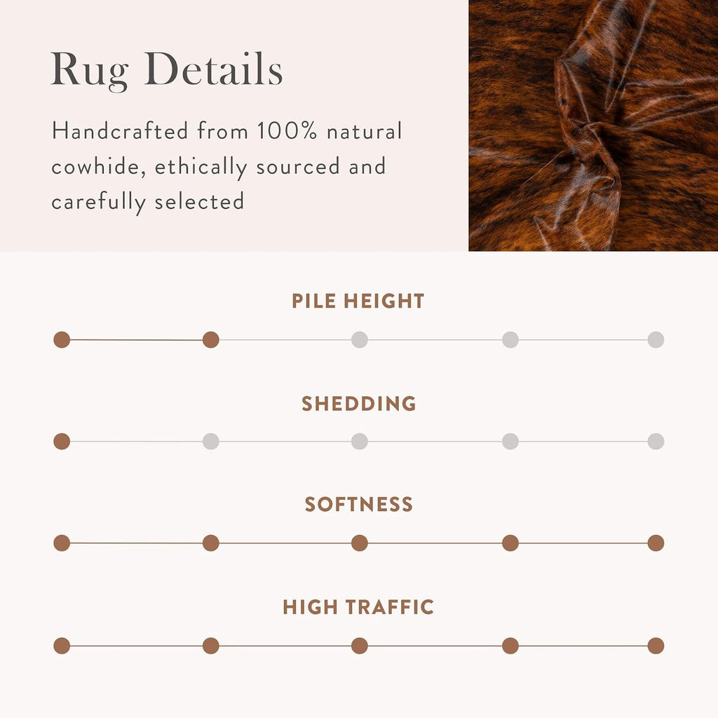 100% Genuine Brazilian Cowhide Rug - Brindle White Belly - Luxury Cowskin Leather Area Rug Décor 7 x 6 feet
