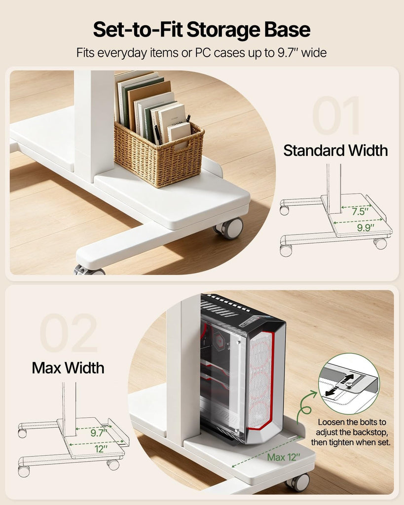Mobile Standing Desk with Drawer, Height Adjustable Rolling Desk
