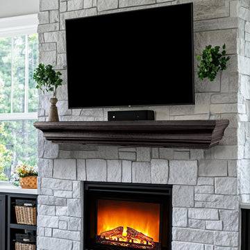 Rustic Fireplace Mantel 48", Solid Wood Floating Shelf, Black