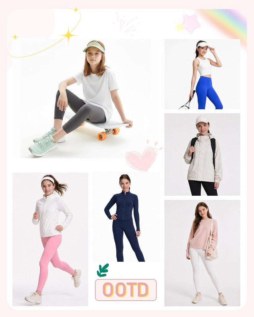 Girls Athletic Leggings High Waisted Yoga Pants