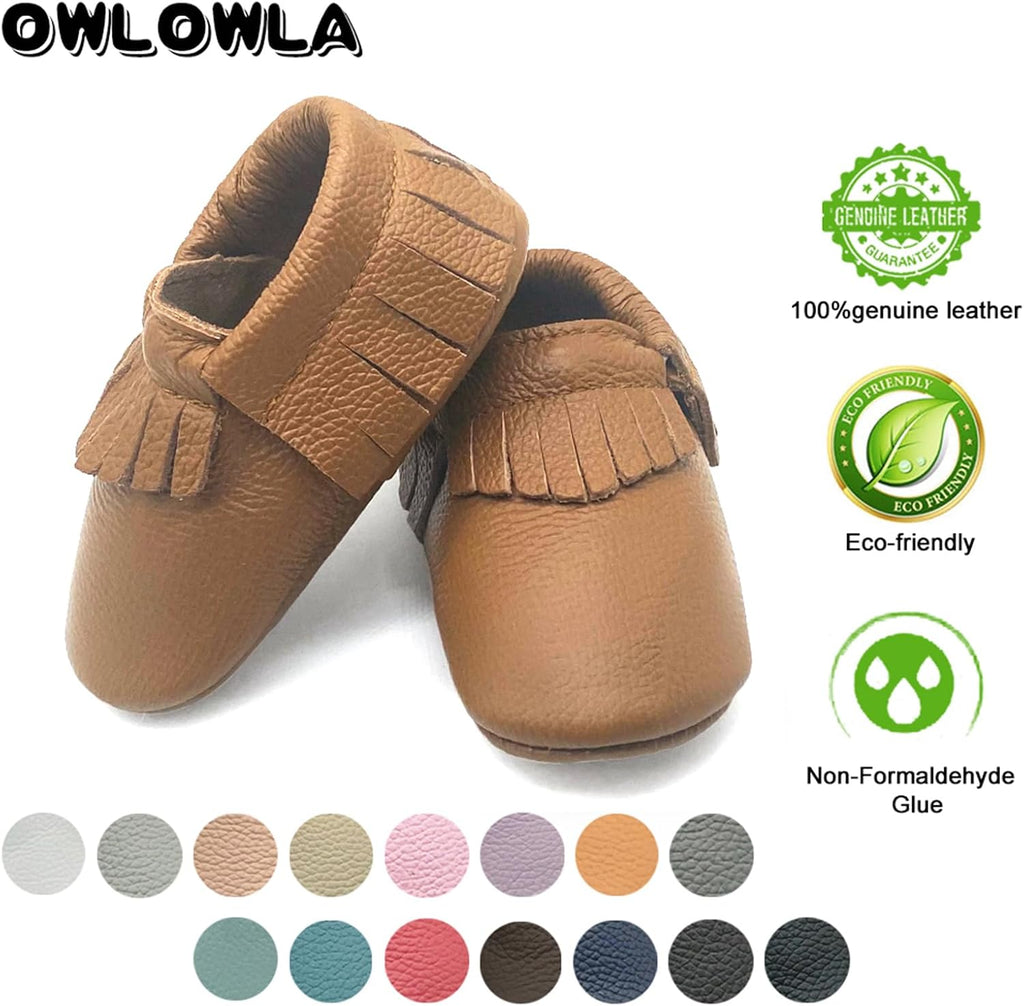 Baby Moccasins Soft Sole Leather Baby Shoes Infant Toddler Pre-Walker Shoes Baby Boy Girl