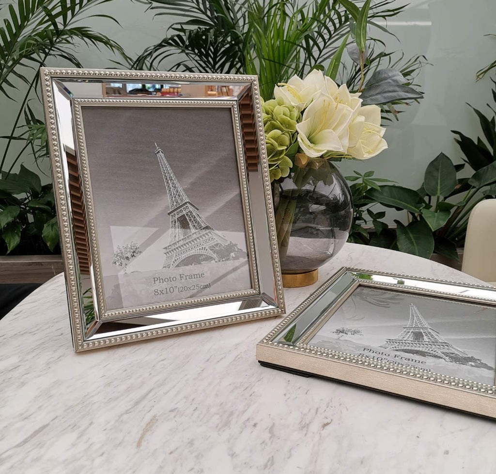 8x10 2 Pack Mirror Photo Frames Sets for Wall Pictures Decor or Table Stand