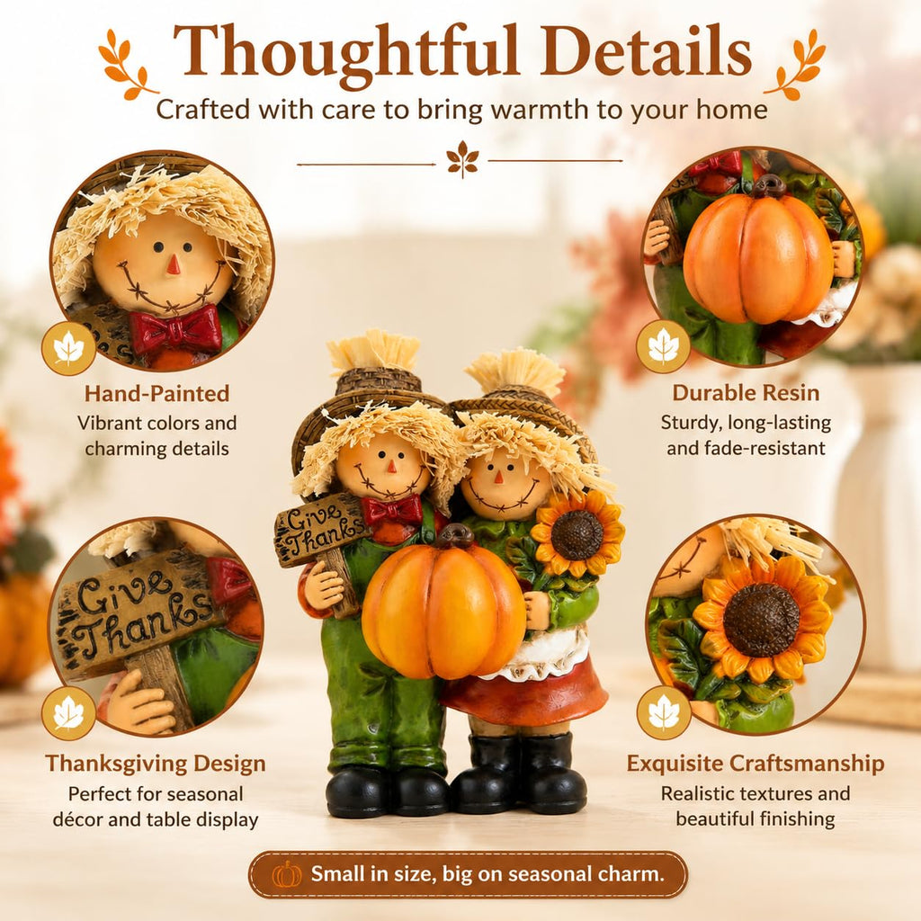 Fall Thanksgiving Scarecrow Couple Table Decorations