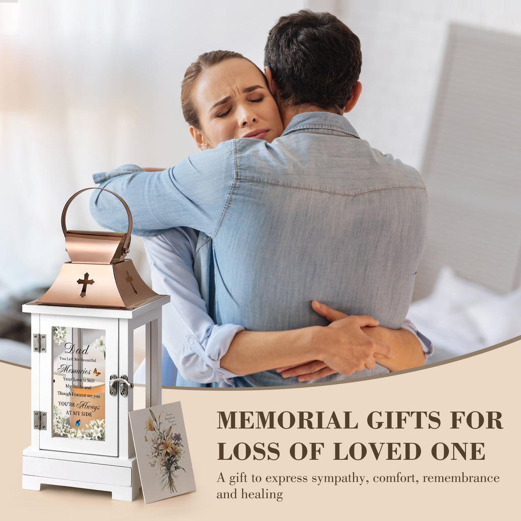 Memorial Gifts for Loss of Dad, Memorial Lantern with Drawer for Keepsakes, Loss of Father Sympathy Gift, Bereavement