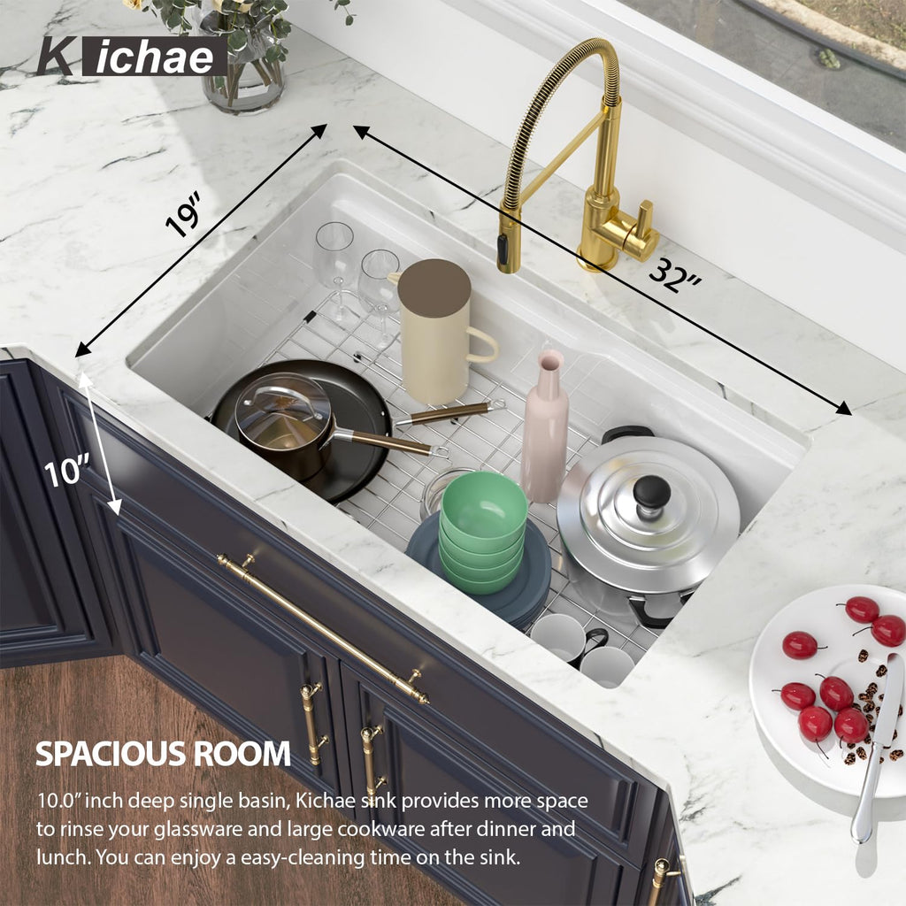 32 Inch White Undermount Sink Workstation Ceramic Fireclay 32x19 Inch White Kitchen Sink Dual Drop in & Undermount