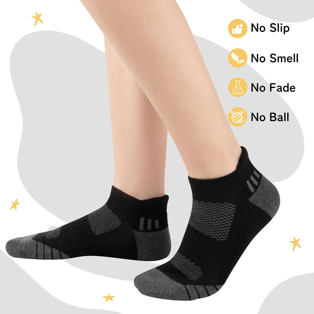 10 Pairs Boys Ankle Athletic Socks Breathable Cushioned Low Cut Sports Socks For Kids Old