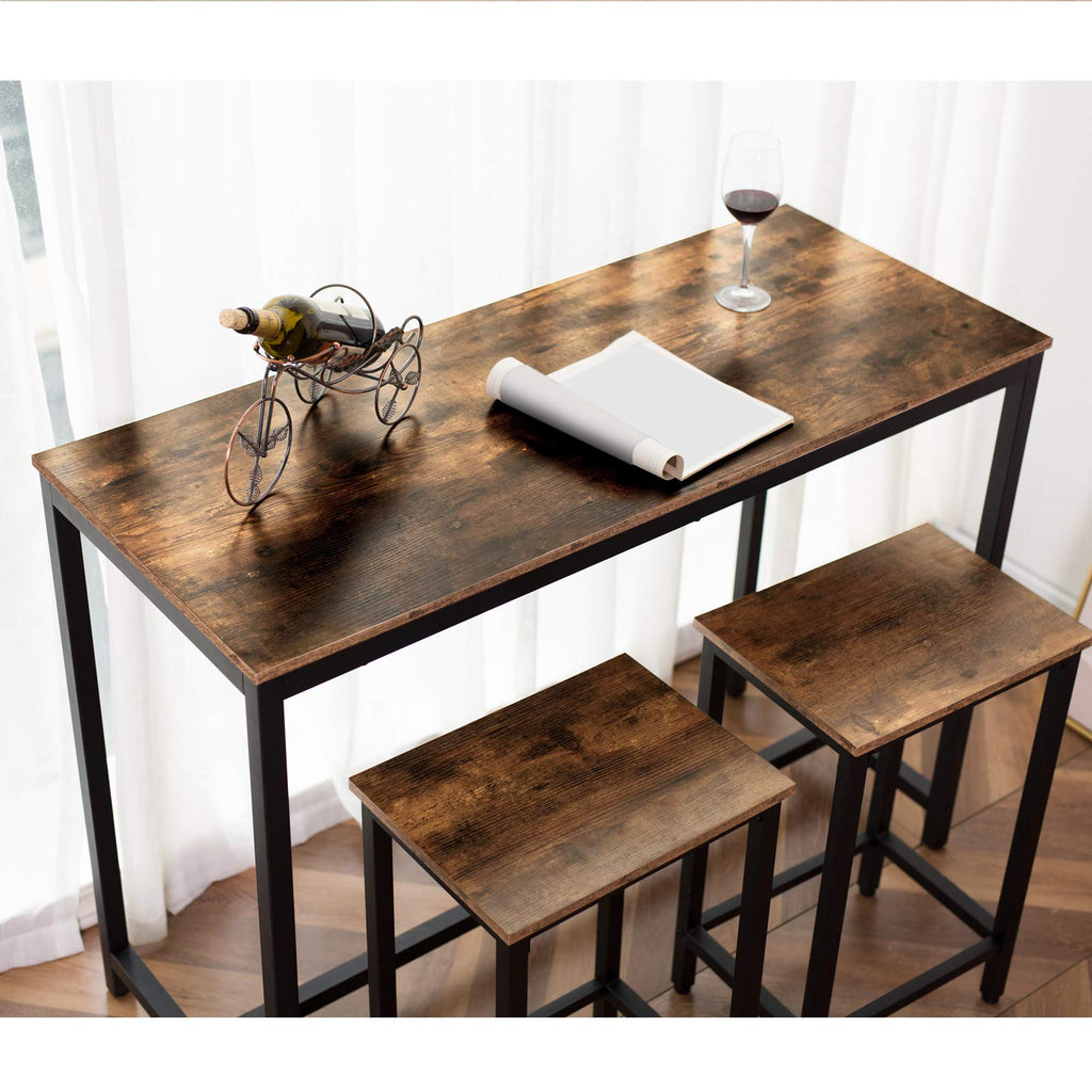 Bar Table, Rectangular Pub Table, 47.2" Counter Height Bar Table, Industrial Bar Height Table, Dining Table, Easy to