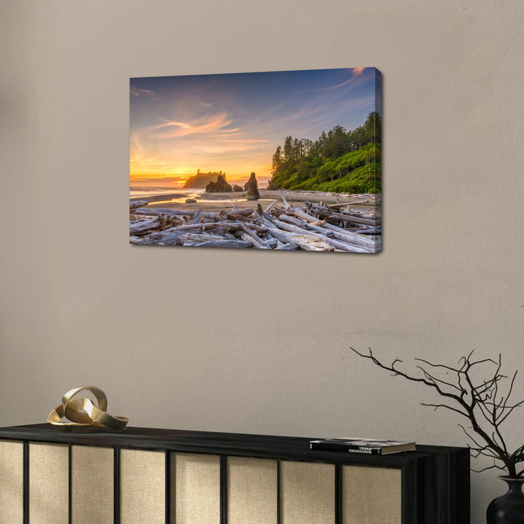 Beach Canvas Wall Art National Park Posters Wall Decor Sunset Coastal Bathroom Decor Washington Olympic Beach