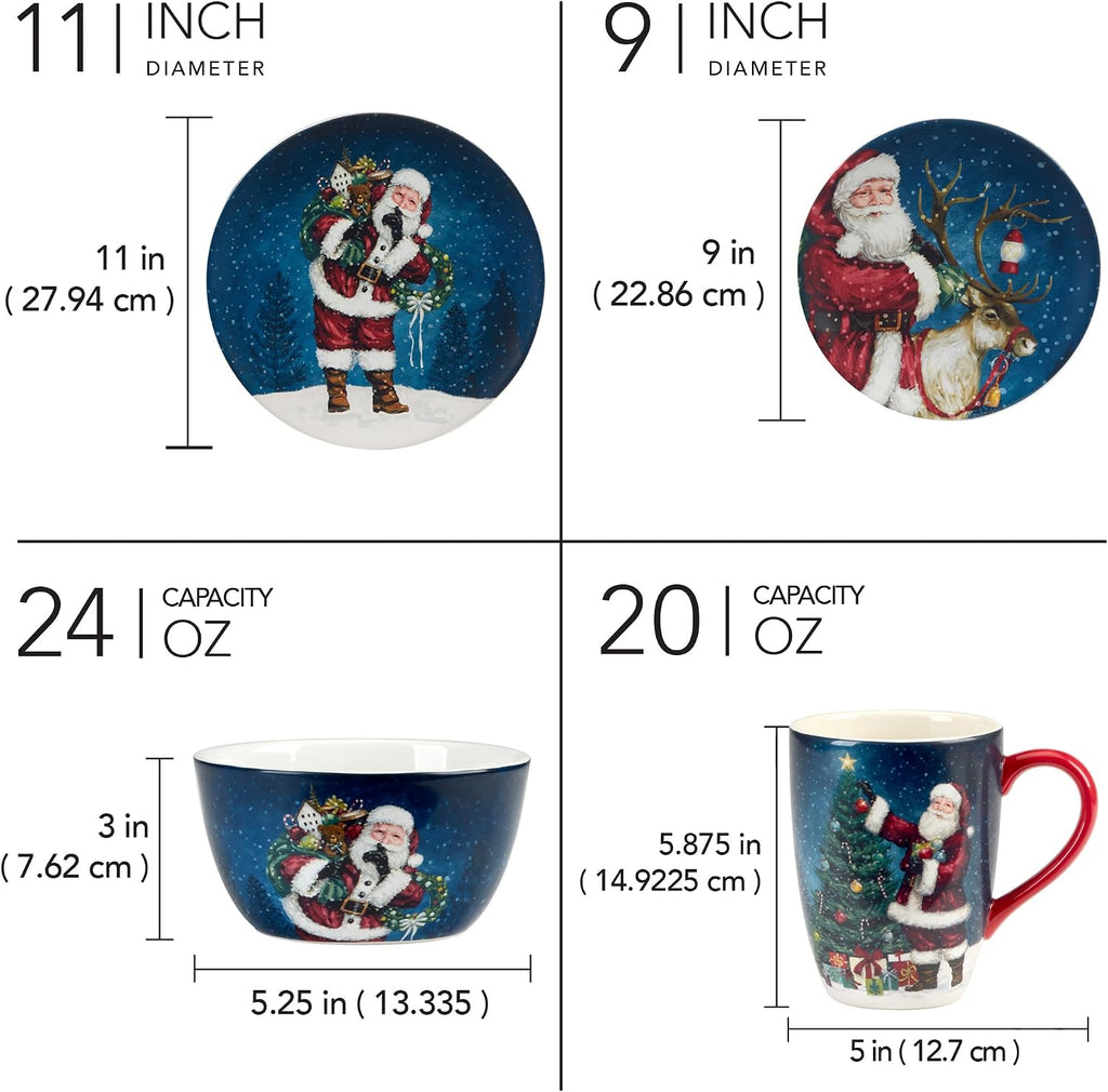 Santa's Secret Piece Holiday Dinnerware Set, Service for Celebrate the magic of Christmas with Santa