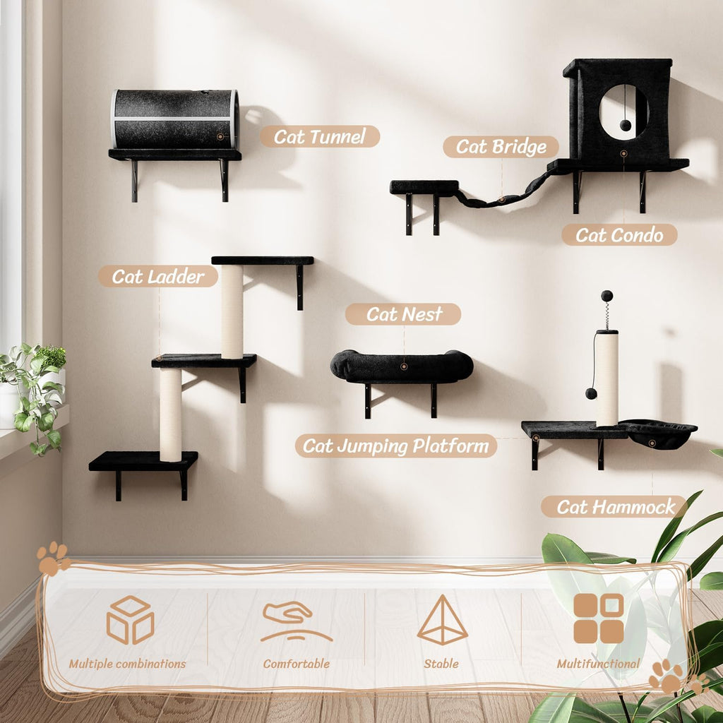 7-in-1 Cat Wall Shelves, Wall Mounted Climber Set