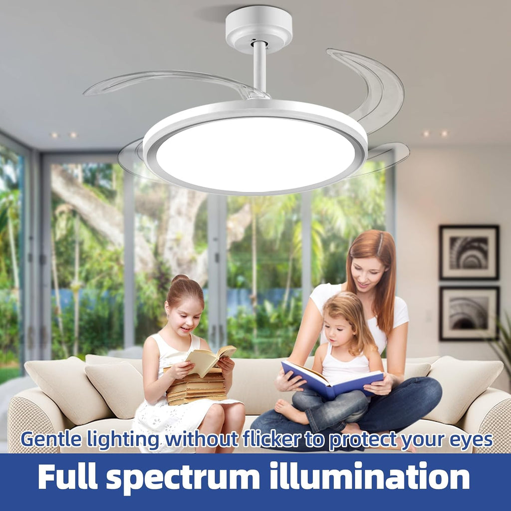 RGB Retractable Ceiling Fan with Light and Bluetooth Speaker