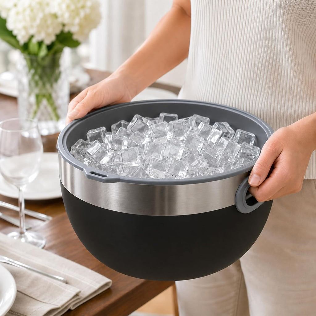 7.4 Quart Large Insulated Ice Bucket with Lid & Scoop Black