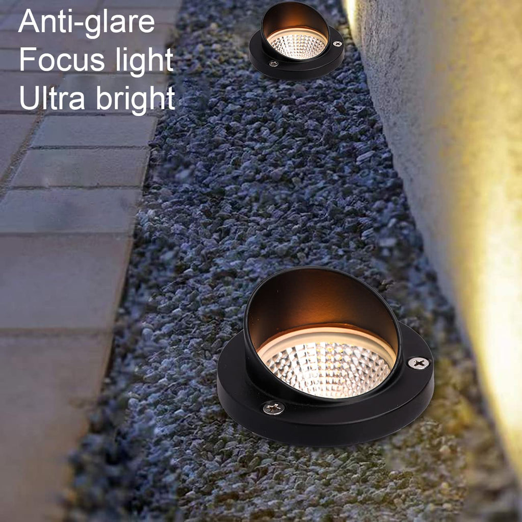 LED Low Voltage Landscape Light,12-24V AC/DC Shielded In-Ground Light IP67 Waterproof 3000K Paver Well for Pathway