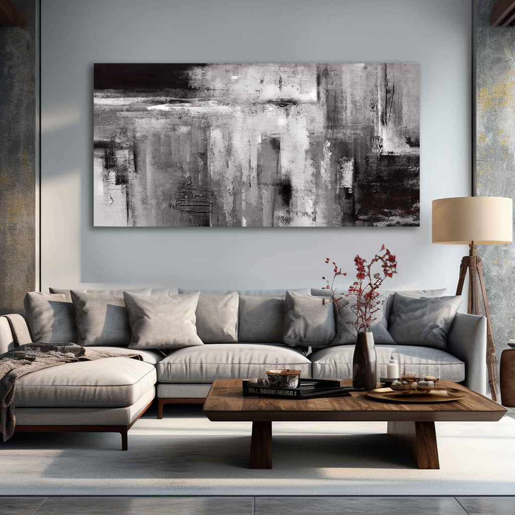 Large Abstarct Wall Art, Black And White Pictures, 29x58 In