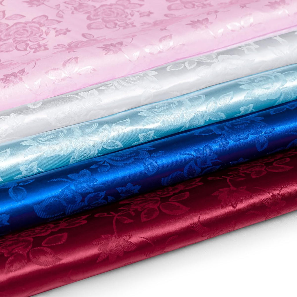 Royal Blue Satin Floral Fabric, 60" Wide, 10 Yards