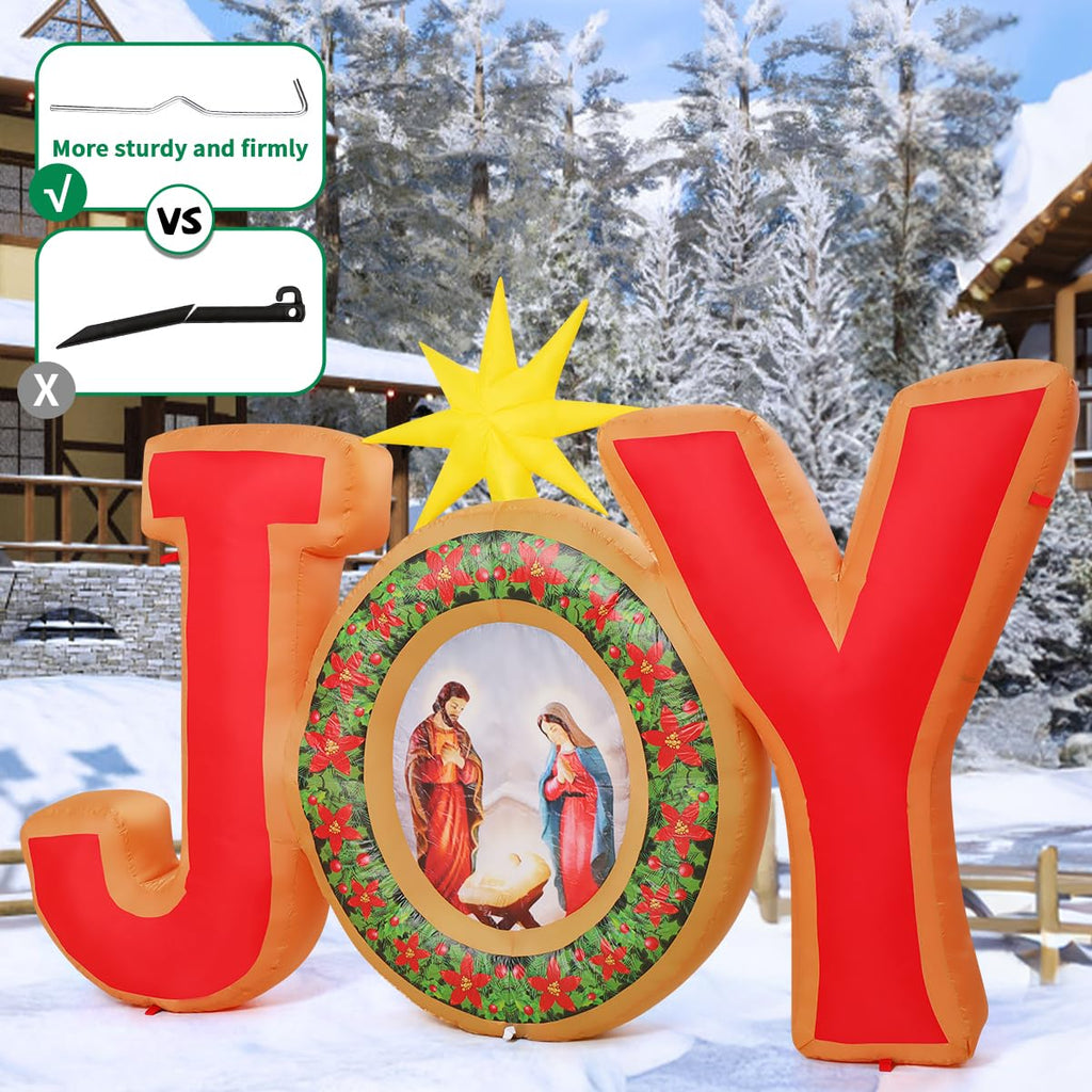 7.84FT Christmas Inflatables Joy Nativity Scene Outdoor LEDs Decor