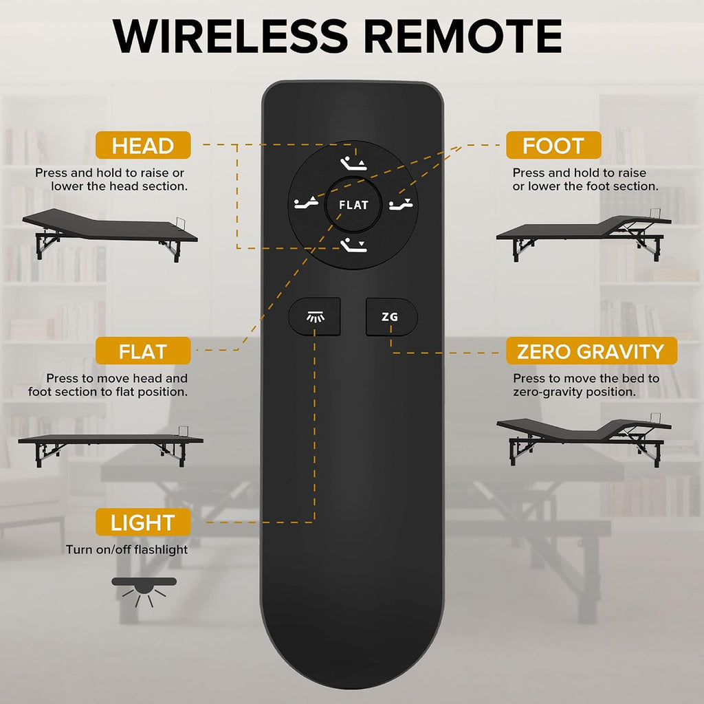 Adjustable Bed Frame, King Size Adjustable Bed Frame, Wireless Remote