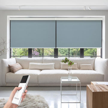 Motorized Roller Blinds with Remote Control for Windows, Blackout Smart Roller Shade, Battery Powered Electric Smart