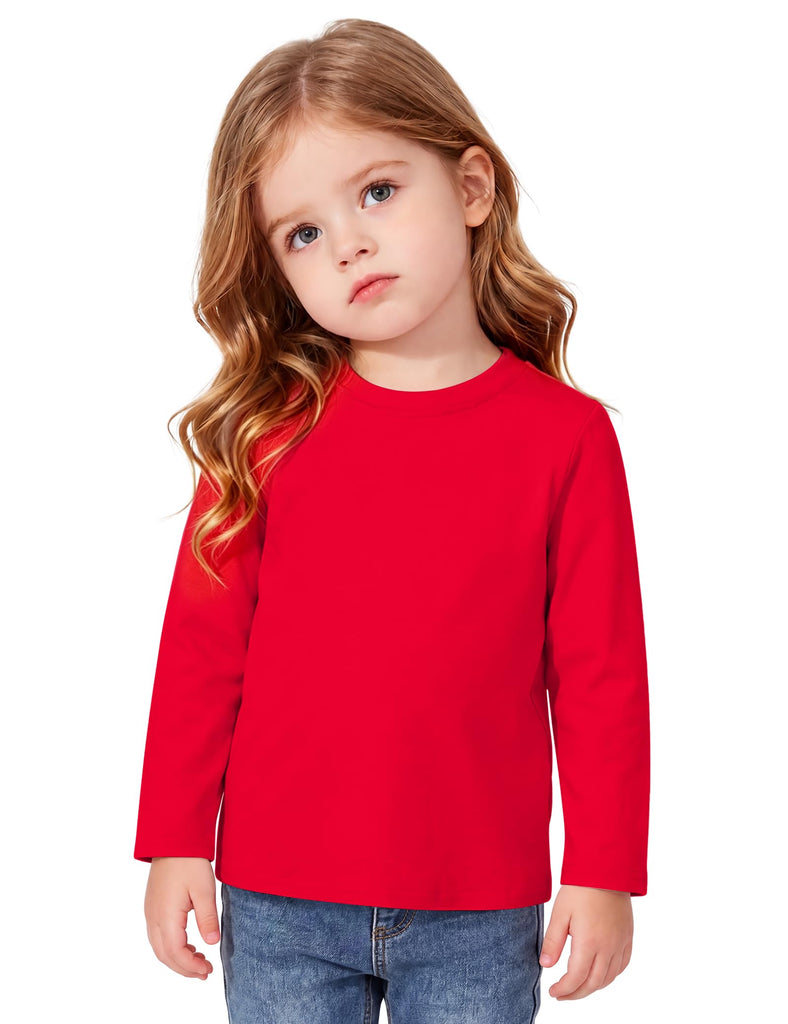 Toddler Girl Long Sleeve Shirt Cotton Solid Color Tshirt Basic Tops