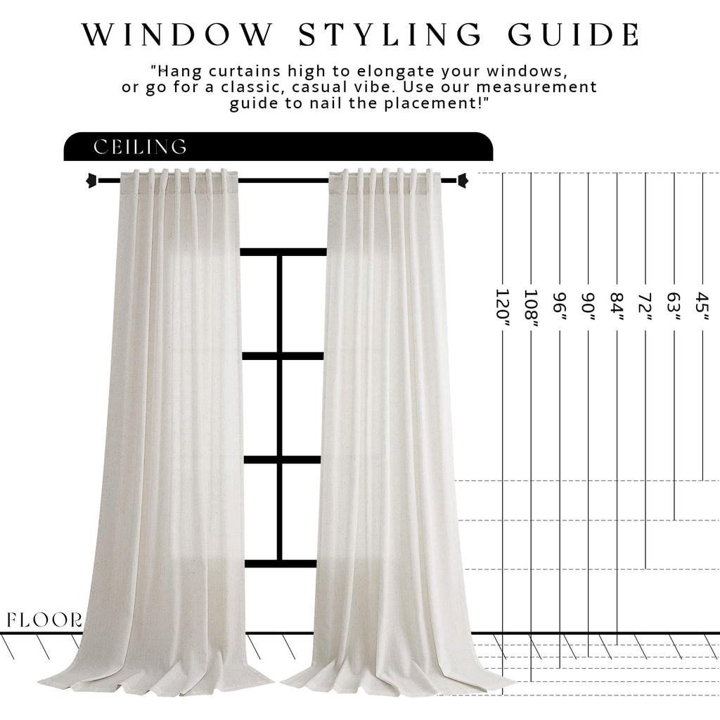 Natural Linen Curtains 96 Inch Long 2 Panels