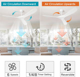 Inspired Maverick Style 72" White Wood Ceiling Fan with Solid Wood Blades,Indoor/Outdoor 3-Blade DC Motor Ceiling Fans,Remote Control,6-Speed Silent Reversible Motor,Rustic Wooden Ceiling Fan for Patio,Living Room,Bedroom A102-B0DLKKVSJK