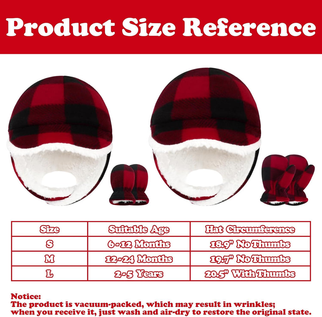 Infant Baby Winter Hats Toddler Winter Hat with Warm Earflaps Baby Hat and Mitten Set Infant Beanie Toddler Beanie