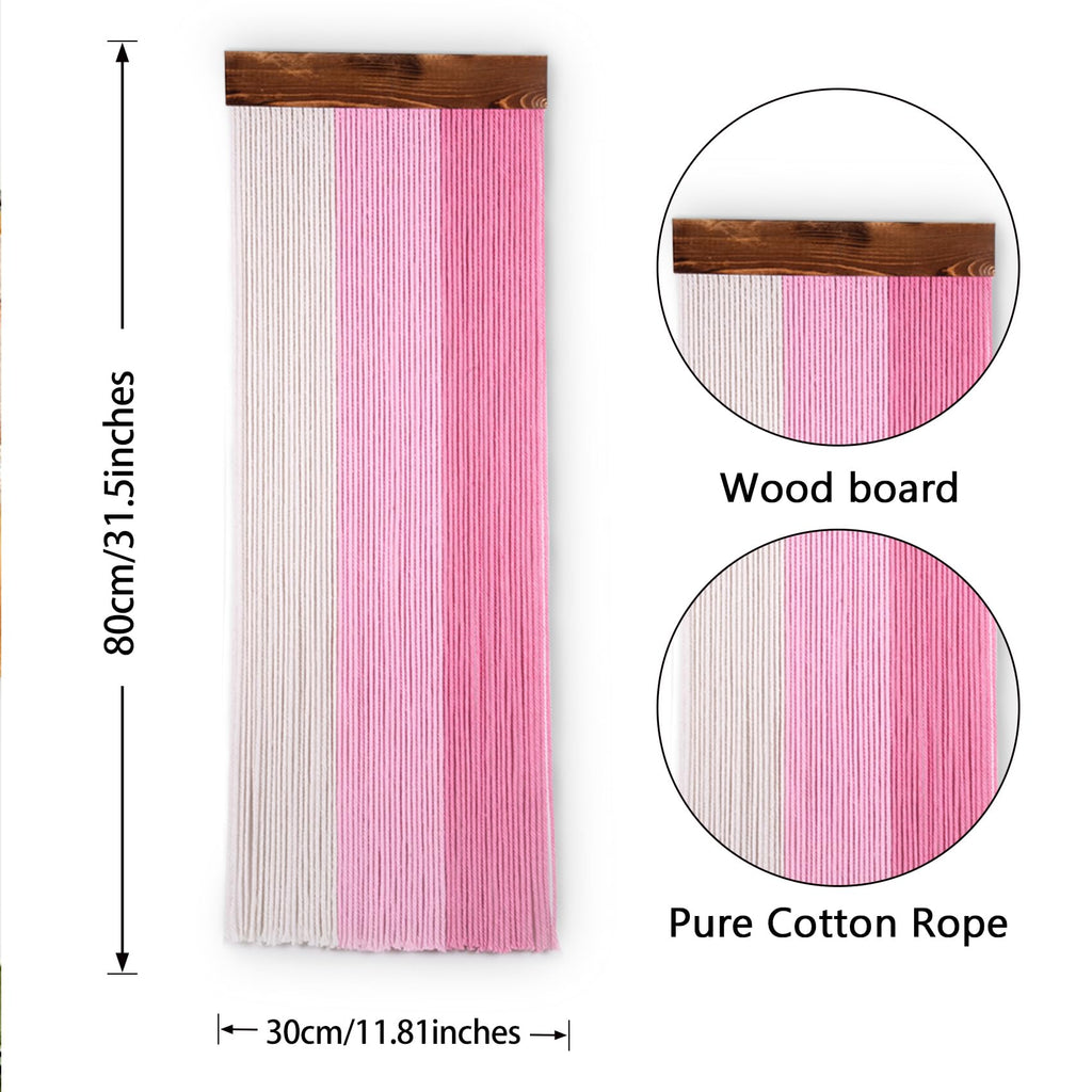 Pink Macrame Wall Hanging Boho Pink and Beige Wall Decor Woven Striped Macrame Wall Art Bedroom Office Apartment Yoga