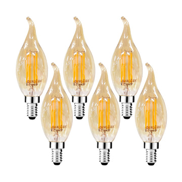 Dusk to Dawn Candelabra LED Bulbs CA11 40 Watt Equivalent, Vintage Full Amber Glass, 2300K Amber Warm Light, 4W