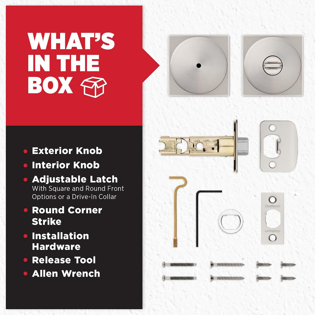 Pismo Interior Privacy Door Knob with Lock, Door Handle , Satin Nickel Keyless Turn Lock Doorknob, with Antimicrobial Protection