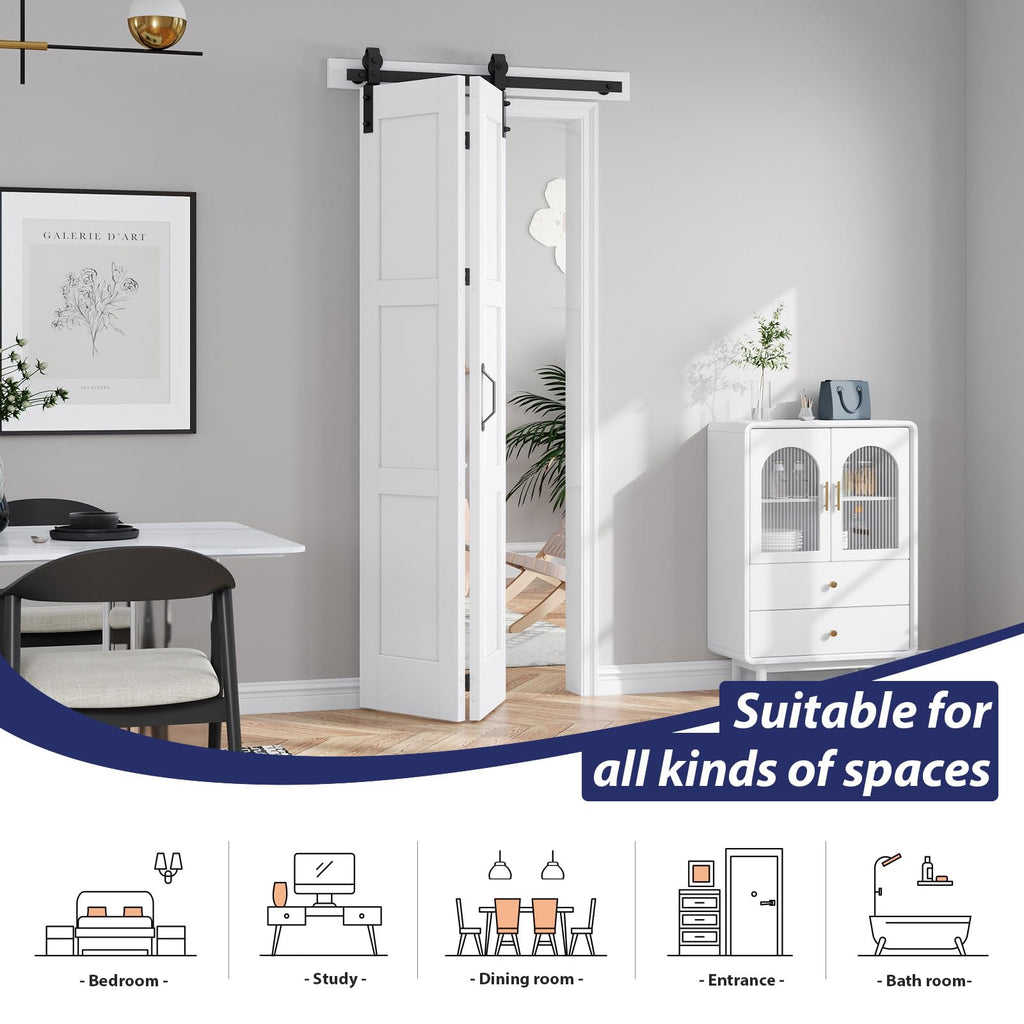 Bifold Barn Door 32X84(Double 16x84) Fit for 28"-30" Opening