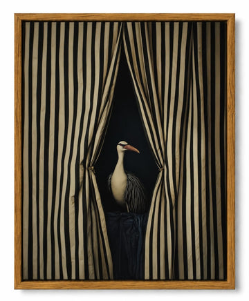 Framed Moody Crane Canvas Wall Art Vintage Eclectic Bird Wall Decor 16x24in