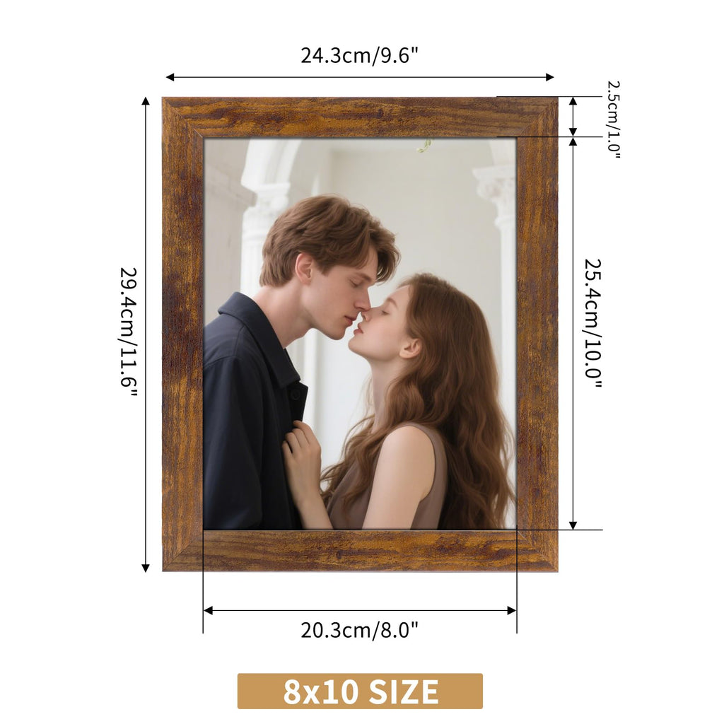 8x10 Picture Frame Rustic Brown Frames Fits 8 by 10 Inch Prints Wall Tabletop Display, 7 Pack