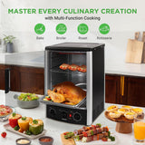 Vertical Countertop Oven with Rotisserie, Bake, Broil, & Kebab Rack Functions - Adjustable Settings - 2 Shelves