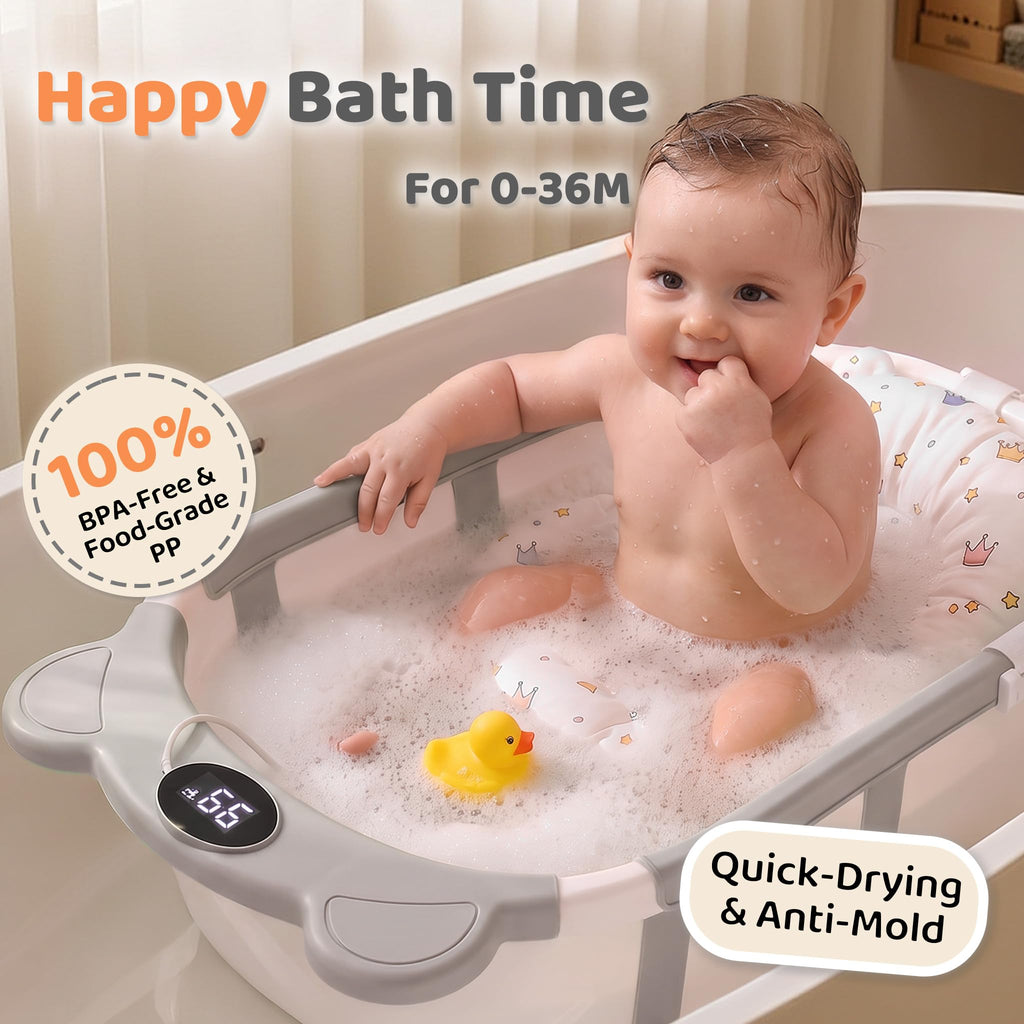 Collapsible Baby Bathtub for Newborn Infant to Toddler 0-36 Months