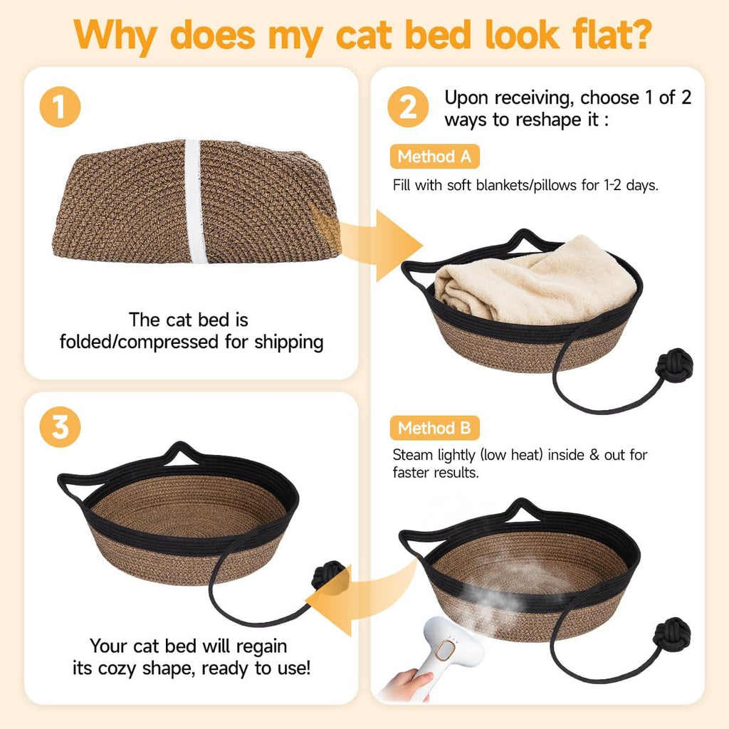 Cat Bed, Cotton Rope Instinct Basket for Cats, Handwoven Cat Beds