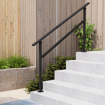 Hand Rails for Outdoor Steps, 4-5 Step Railing for Stairs, Adjustable Porch Railing, Hand Rails for Seniors, Outdoor Deck