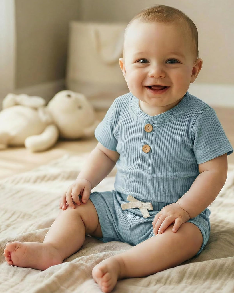 Newborn Boy Clothes Baby Boy Outfits Set Baby Boy Summer Clothes Soft Cotton Short Sleeve Top and Shorts