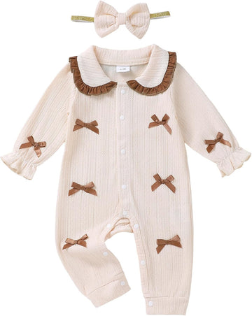 Newborn Baby Girl Outfits Infant Fall Winter Knit Romper Jumpsuit