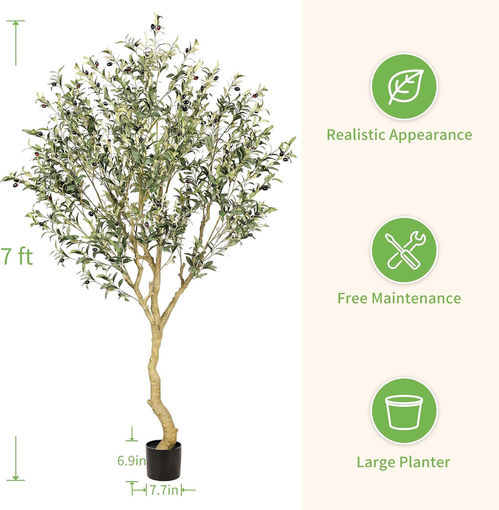 7FT Olive Trees Artificial Indoor - Tall Faux Olive Tree 7 Feet