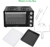 Kitchen 30 Quarts Kitchen Convection Oven - 1400 Watt Countertop, Rotisserie Roaster Grill, Top Rack, Dual Hot Plates