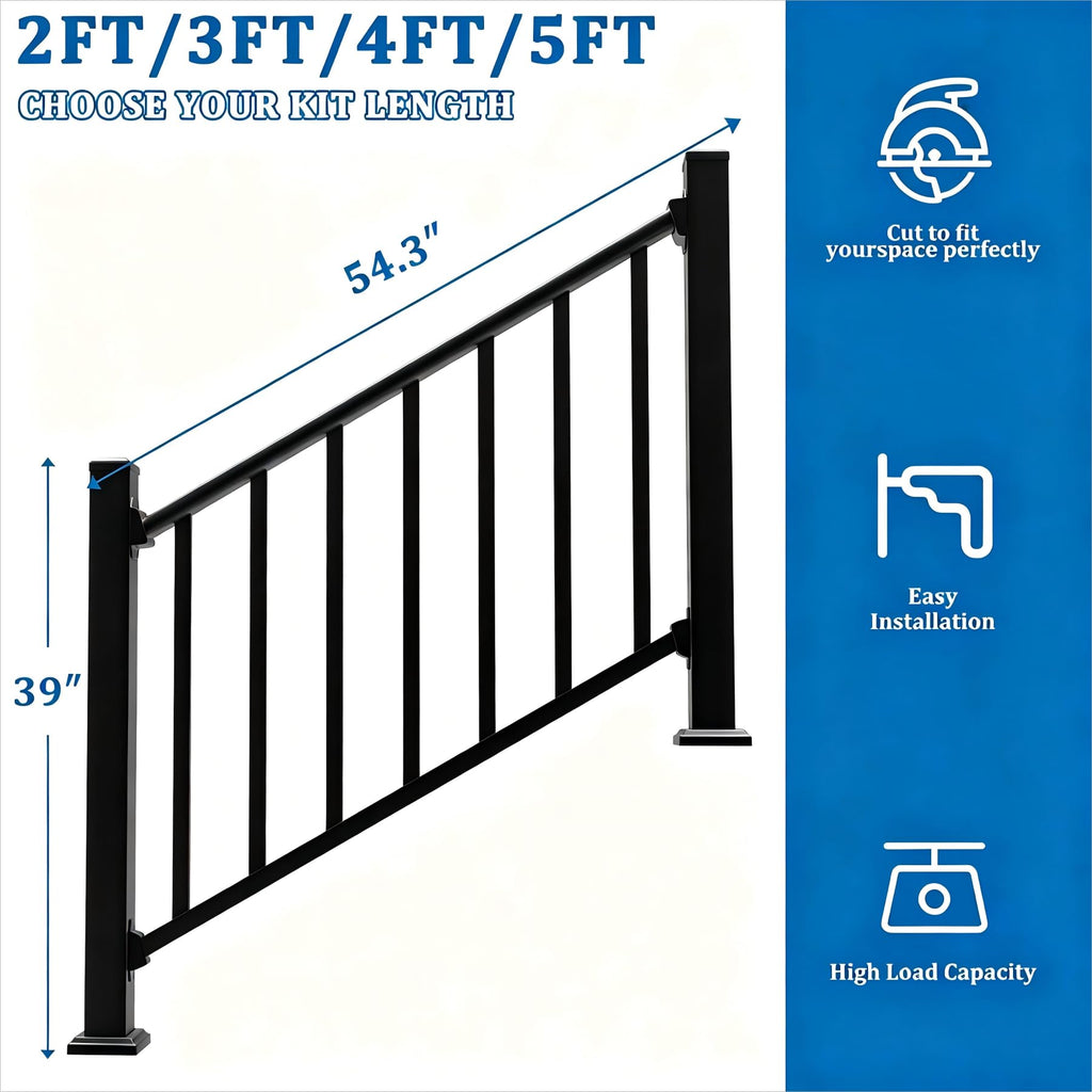 Modular Stair Railing Kit, 36 in x 4 ft, 2 Post, 1 Panel