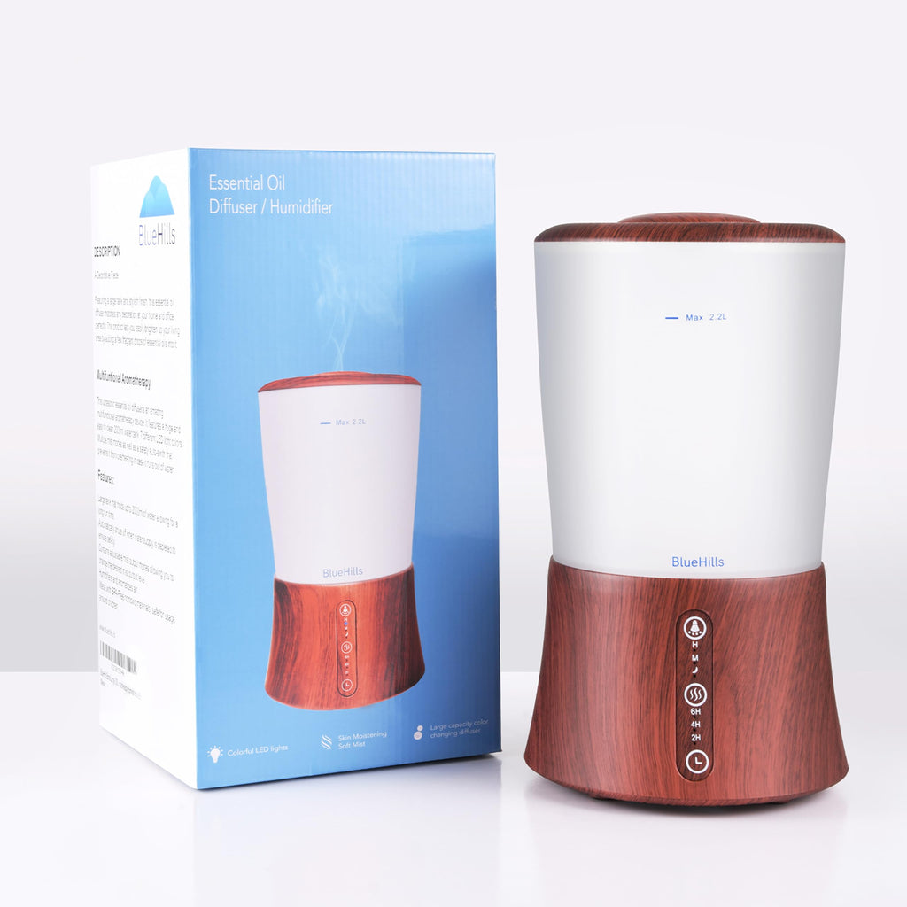 2L XL Large Essential Oil Diffuser Humidifier 2000 ML Dark Wood