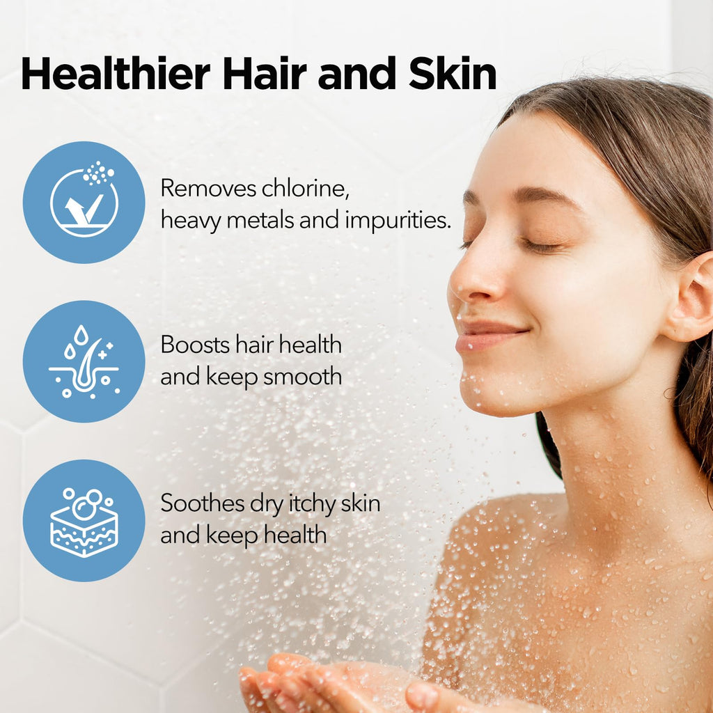 NSF Certified Filtered Shower Head - 5 Settings High Pressure Rain Shower Head with Filter for Hard Water Softener